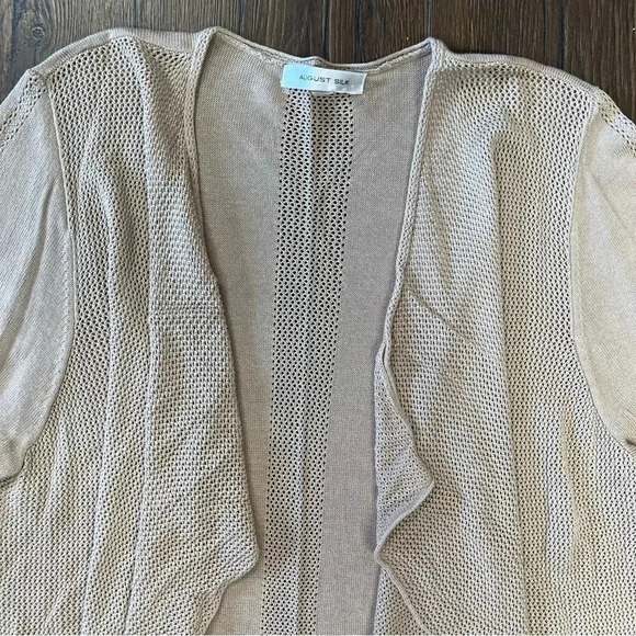 August silk tan open cardigan SZ XL - Picture 2 of 4